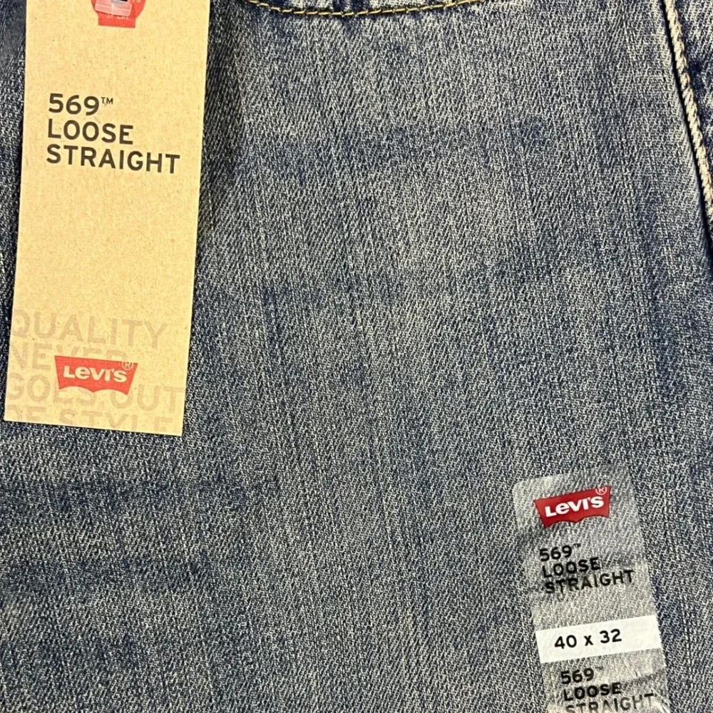 Levis 569 Jeans Mens 40x32 Medium Wash Blue Loose Straight Leg Denim New Classic